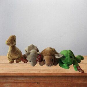 VINTAGE LOT OF 4 TY BEANIE BABIES WITH SWING TAGS NWT 90'S & Y2K